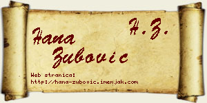 Hana Zubović vizit kartica